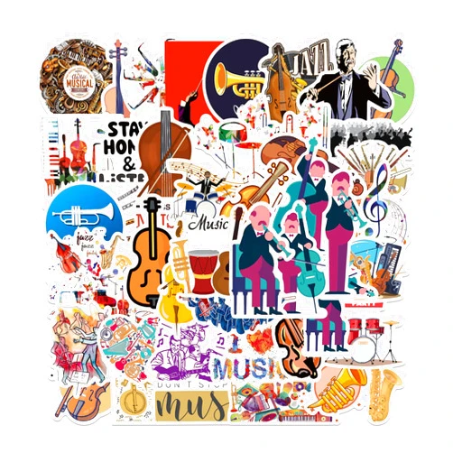Daniteort 51 PCS Orchestral Stickers,Music Instrument Aesthetic Stickers,Classical Music Stickers for Water Bottles,Laptop,Cellphone - Perfect Gifts for Adults, Kids,Teens,Students