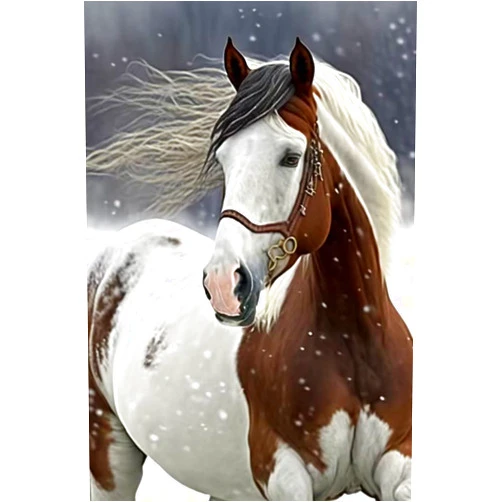 RMSGOZO 5D Snowy Horse Diamond Painting Kits - Cold Winter Full Round Diamond Crystal Art Craft Kits for Adults and Kids, for Wall Decor & Living Room Decor Gifts (12 X 16 Inch)