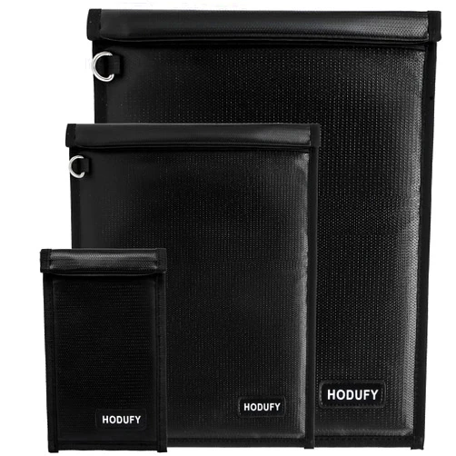 Hodufy Faraday Bag for Laptops & Tablets & Car Keys - 3 Pack Faraday Cage, Faraday Key Fob Protector, Fireproof & Waterproof RFID Bag, Car Key Signal Blocker(Black)