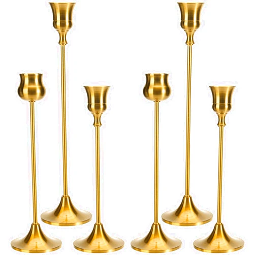 BEAHOT Candlestick Holders Taper Candle Holders, Set of 6 Metal Candle Holder for Candlesticks Gold Candelabra Easter Vintage Candle Stick Candle Holder for Fireplace Party Dining Home