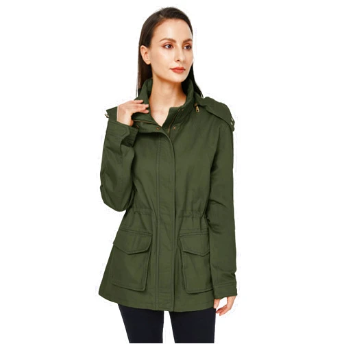 WenVen Women's Anorak Military Jacket Lightweight Casual Cotton Coat with Hood