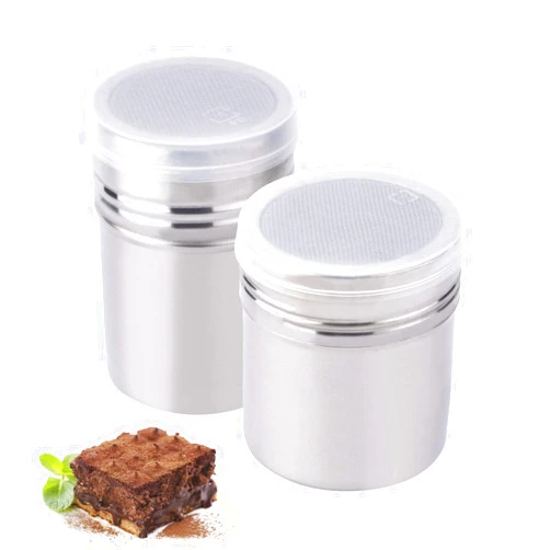 Libara Flour Duster Set - Libara, Stainless Steel Versatile Dredge Shaker Sifter, Mesh Powder Shaker Duster with Lid, Fancy Coffee Powder Spice Bottle - 2 PCS