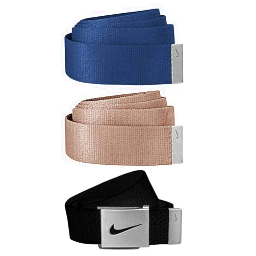 Nike Men's 3 Pack Golf Web Belt, Navy/Black/Khaki, One Size