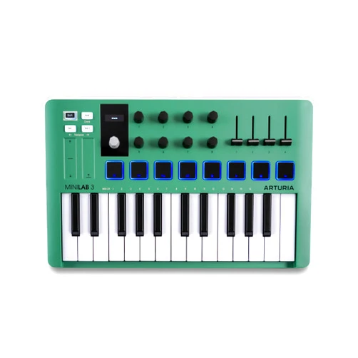 Arturia MiniLab 3 — Limited Edition Mint Green 25 Key USB MIDI Keyboard Controller With 8 Multi-Color Drum Pads, 8 Knobs and Music Production Software Included