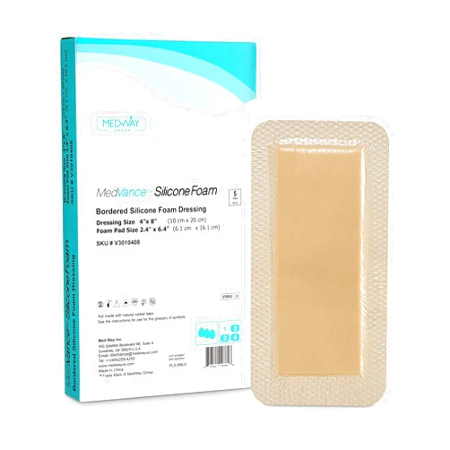 MedVanceTM Silicone - Bordered Silicone Adhesive Foam Dressing Size 4”X8” (2.4