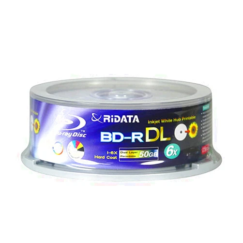 Ridata Blu Ray Disc 50gb 6x White Inkjet Printable Bd-r Dl 25 Pack