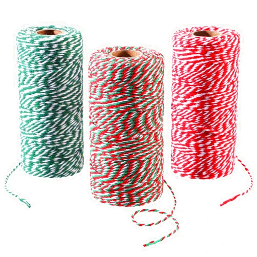 Pangda 3 Rolls 984 Feet Totally Christmas Cotton String Gift Wrapping Cords Baker Twines for Gift Wrapping Christmas Decoration Supplies, 3 Colors
