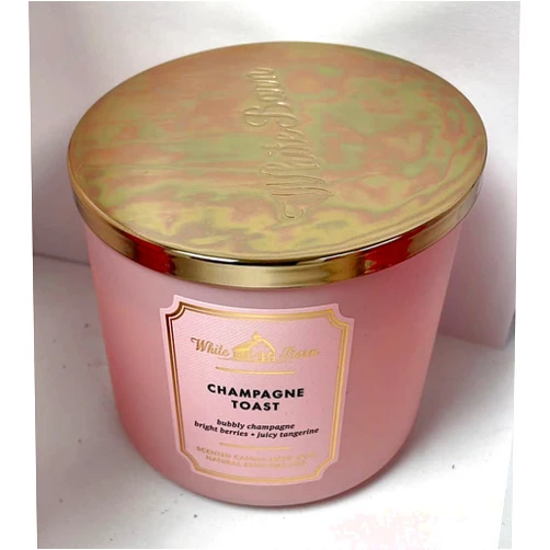 Bath & Body Works, White Barn 3-Wick Candle w/Essential Oils - 14.5 oz - New Core Scents! (Champagne Toast)