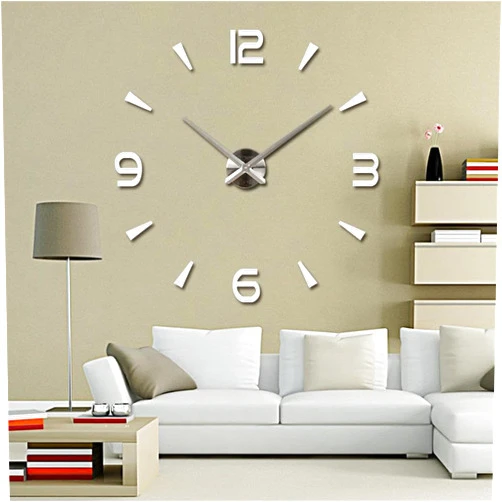 FASHION in THE CITY 3D DIY Wall Clock Creative Design Mirror Surface Wall Decorative Sticker Clocks (Silver)
