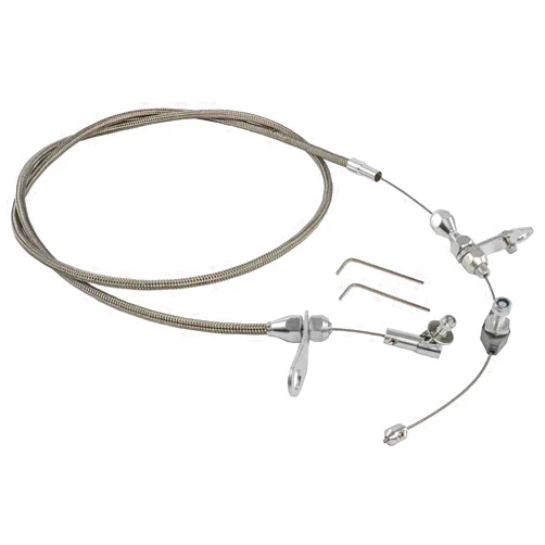 JEGS Transmission Kickdown Cable Kit | For Chrysler/Mopar TorqueFlight A727 Transmissions | Braided Stainless Steel Cable Jacket | Includes Aluminum Fittings And Polished Ferrule