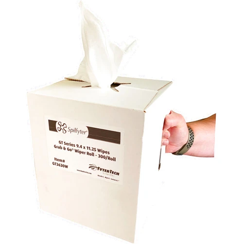Spilfyter GT3630W Grab & Go Roll-In-A-Box Spunlace Wipes