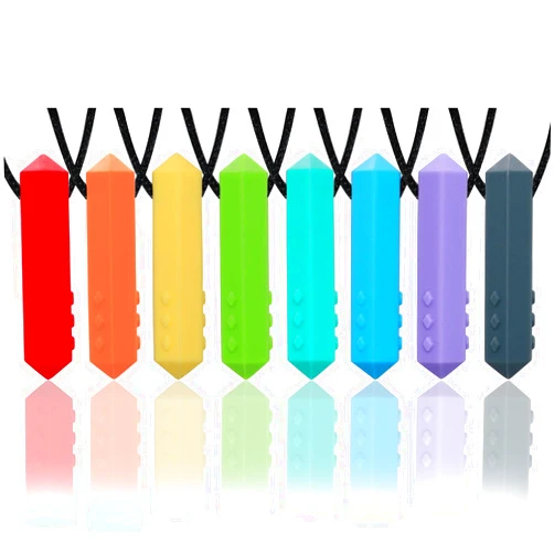 Hoaisun Chew Necklaces for Sensory Kids, 8 Pack Chewy Necklace Sensory Boys and Girls with Autism, ADHD, SPD, Biting, Silicone Teething Necklace Oral Chew Toys for Adults Reduce Chewing Anxiety Fidget