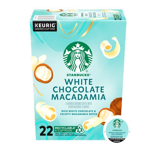 STARBUCKS White Chocolate Macadamia Ground Coffee K-Cup Pods 22 Count 7.9oz Box