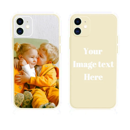 AnNengJing Custom iPhone 11 Cases Soft Liquid Silicone Full-Body Protective Personalized Photo Name Text Logo Phone Cover for iPhone 11 Beige