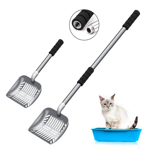 Acalu Cat Litter Scoop,Metal Long Handle Kitty Litter Coop Scooper,Heavy Duty Cats Pooper for Litter Box Pet Poop Shovel,Chicken Poop Scooper 32inch