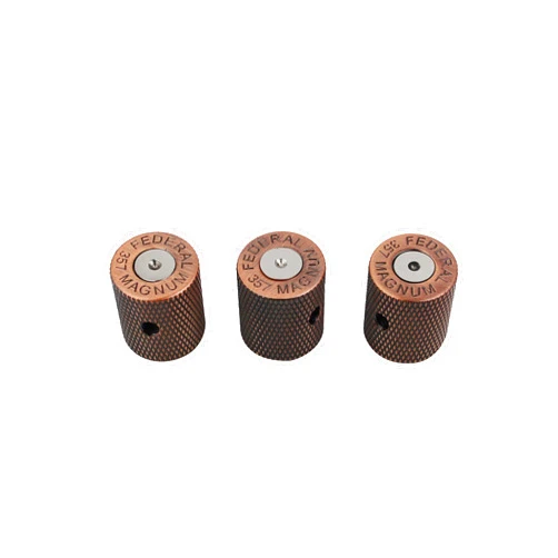 Guyker Guitar Knobs with 6mm Dia. Shaft Pots - Brass Bullet Case Style Tone and Volume Control Potentiometer Knob Replacement for Precision Electric Guitar or Bass (3 Piece, Bronze)