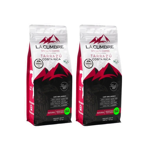 Cafe La Cumbre Tarrazu La Cumbre Specialty Coffee Whole Bean Medium Roast, Arabica Beans, Low Acid, Gourmet Whole Bean, Vegan, Kosher & Keto Friendly, Natural Process 12 oz, 2 Pack