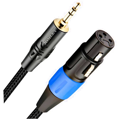 JOMLEY XLR to 3.5mm Cable, Unbalanced Female XLR to 1/8 inch Mini Stereo Jack Aux Microphone Cable Mic Cord for Cell Phone, Laptop, Speaker, Mixer - 3.3ft