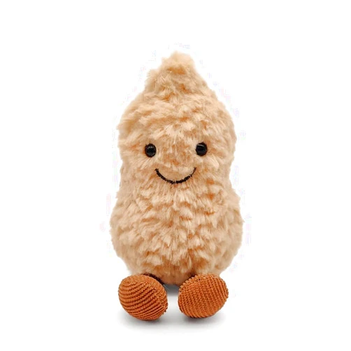 Maomoto Plush Peanut Soft Toy, 5.9‘’ Peanut Plush Doll for Children, Beige Fluffy Stuffed Doll with Feet, Cute Smiling Plush Doll Gift for Birthday and Valentine's Day