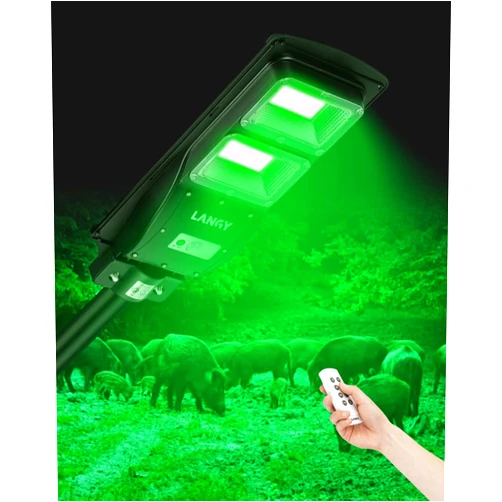 LANGY Hog Hunting Lights, Solar Green Light for Hunting Hogs Deers,Motion Activated Feeder Lights with Remote,19