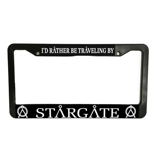 Generic Holder for Car License Plate for I'd Rather Be Traveling by Stargate Glossy Black License Plate Frame