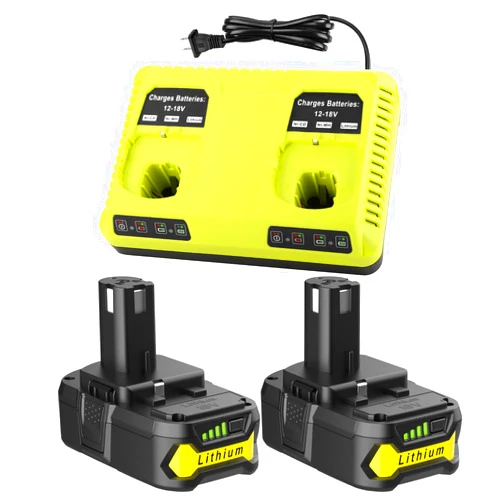 ANTRobut 2Pack Replacement for Ryobi 18V Battery 3.5Ah + 2-Port P117 Ryobi Battery Charger for Ryobi ONE+ P108 P107 P105 P104 P103 P102