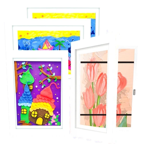 WeePro [4-Pack Kids Art Frames - Changeable Front Opening 8.5 x 11 Holds 150 Pics, Ideal for Kids Art, Portfolio, Pictures, Drawings (White)