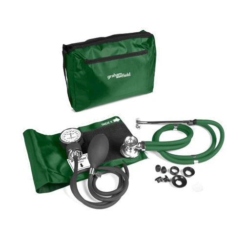 Graham-Field Professional Blood Pressure Kit - Stethoscope, Manual BP Cuff, Sphygmomanometer - Hunter Green