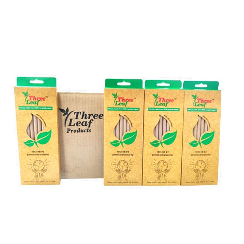 three leaf Recycled Paper Pencils 720 Ct. (Pack of 10 x 72) - 100% Eco Friendly, Earth Friendly Pencil with Latex Free Eraser - Non toxic Wood free Pencil, 2 HB