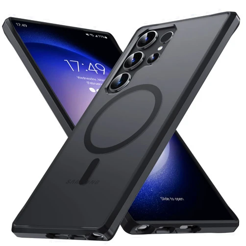 FNDMIL [NO.1 Magnetic]for Samsung Galaxy S23 Ultra Case with MagSafe[Translucent Matte][Anti-Fingerprint][Military Shockproof]Slim Case with Soft Silicone Bumper for S23 Ultra Cover Wireless Charging,Black