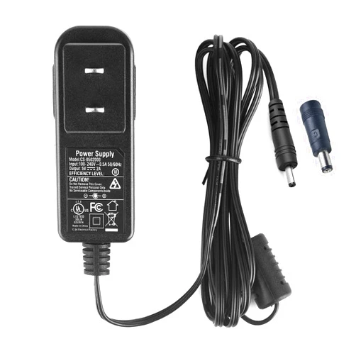 Security-01 AC to DC 5V 2A Power Supply Adapter, Plug 3.5mm x 1.35mm, with 5.5mm x 2.1mm Connector, UL Listed FCC
