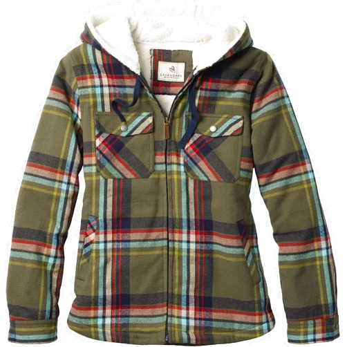 Legendary Whitetails Women's Woodland Berber Lined Hooded Shirt Jacket