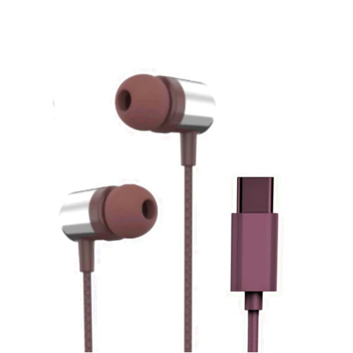 Maelifu Type C in-Ear Headphones with Mic, Wired Earbuds with Noise Isolation, Ideal for Workouts, Reading, and Commuting-Purple