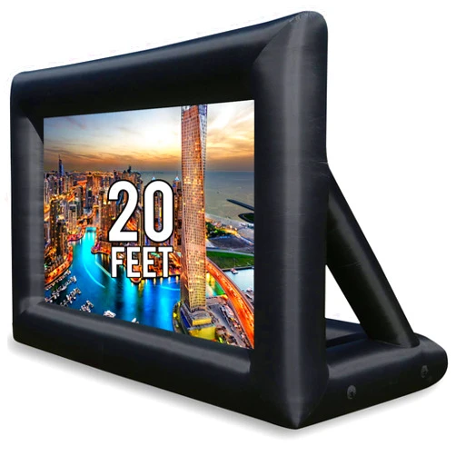 KHOMO GEAR 20 ft Outdoor Projector Screen - Supports Front and Rear Projection - Includes Inflation Fan, Tie-Downs and Storage Bag - Inflatable Projector Screen