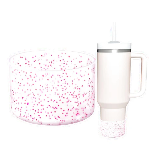 WUQID Protective Bling Silicone Boot Sleeve, Compatible with Stanley Tumbler 20-40oz & Hydro Flask Bottle 12oz-24oz, Glitter Reduces Dents Sleeve Cover for More Bottles/Tumblers Bottom of 2.83-2.95in