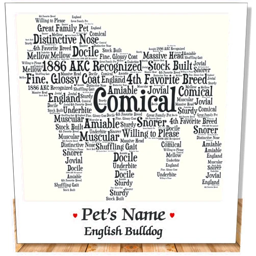 PetArt.us English Bulldog Personalize Dog Wall Art Print | Home Decor Gift Wrapped | Custom Name | Pet Loss Memorial Present for Owners | USA Handmade