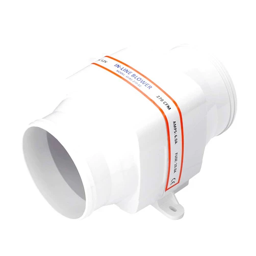 Liusin 4 Inch In-Line Blower 12V 270CFM Electric In-Line Marine Bilge Air Blower Fan Mute Strong Ventilation Fan for Yacht Caravan, White