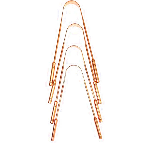 Iblunt 4 Pack Copper Tongue Cleaner Scraper Fights Bad Breath Treatment for Adults Kids Oral Care Hygiene,Thick Safe Blunt Edges Flexible handle and Comfortable Grip