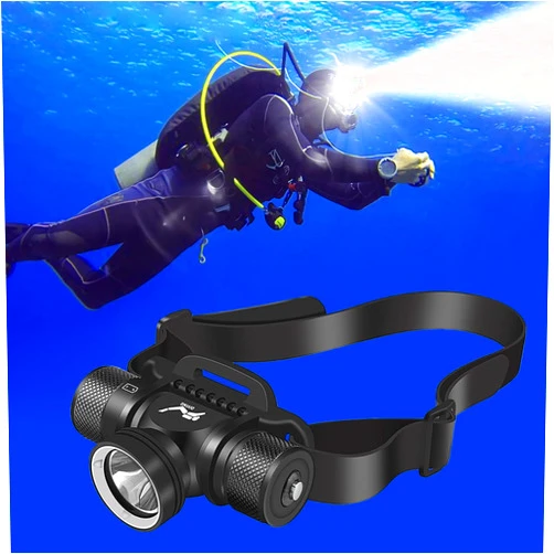BIKACU LED Diving Headlamp 1500 Lumens Professional Dive Light 60 Meters Underwater Flashlight for Diving, 5 Modes IPX8 Waterproof Scuba Safety Headlight for Snorkeling, Spearfishing, Caving