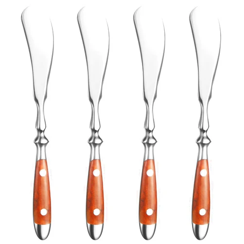 CherHome Butter Spreader，4pcs Butter Knives，Premium Stainless Steel 18/8 Butter Cheese Jam Appetizer Spreading Knives with Comfortable Bakelite Handle，Wood Grain
