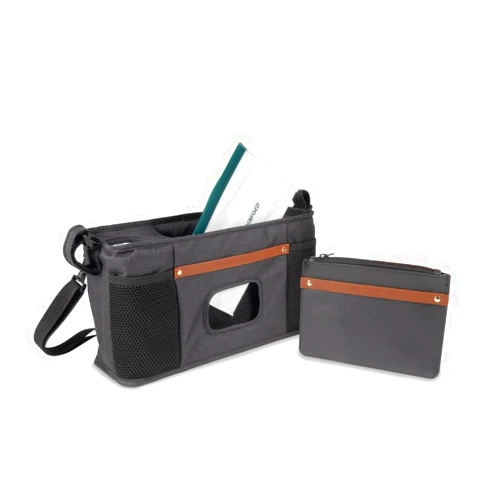 WONDERFOLD Parent Console Stroller Organizer with Insulated Cup Holders, Hook and Loop Closure Handle Attachment, 2 Storage Pockets, and Removable Shoulder Strap for Easy Transport