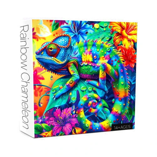 Larkipuzz Colorful Flower Chameleon Jigsaw Puzzle 1000 Piece for Adult, Art Rainbow Floral Animal Jigsaw Puzzles, Nature Cool Funny Aesthetic Puzzle