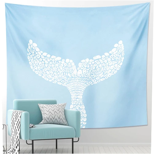 Generic Whale Tail Ocean Blue Tapestry, Nautical Marine Decor Wall Hanging, Underwater Aesthetic for Bedroom, Living Room, Beach House, Home Accessories 40x60 Inch