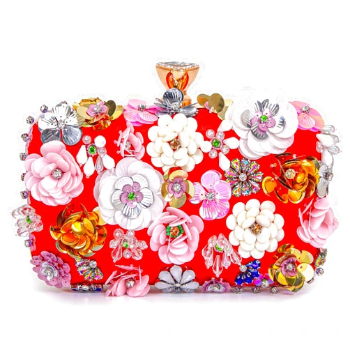 BBTT.ful Women Clutches Flower Evening Handbag Chain Strap Shoulder Bag handbag Wedding bag purse