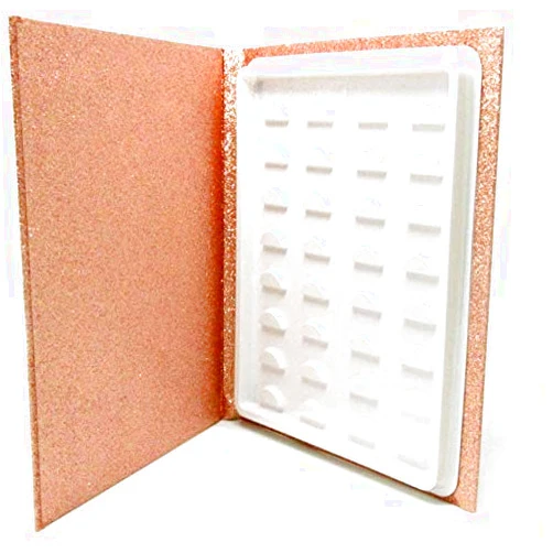 Heurion 16 Pair False Eyelash Storage Book, Makeup Display Container Holder, False Eyelash Storage Case,Glitter Paper Eyelash Box (rose gold)