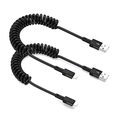 Zacenei Coiled Lightening Cable for Car,2 Pack 3FT USB A to Lighteting Cable Phone Fast Charging Cord Carplay Short Retractable Wire Compatible for iPhone 14 13 12 11 Pro Max Mini XR XS 8 7 Plus SE iPad iPod