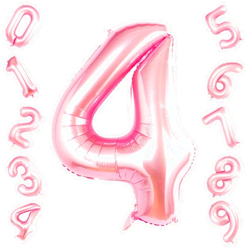 Gremode Tiffany Pink 4 Balloons,40 Inch Birthday Foil Balloon Party Decorations Supplies Helium Mylar Digital Balloons (Tiffany Pink Number 4)