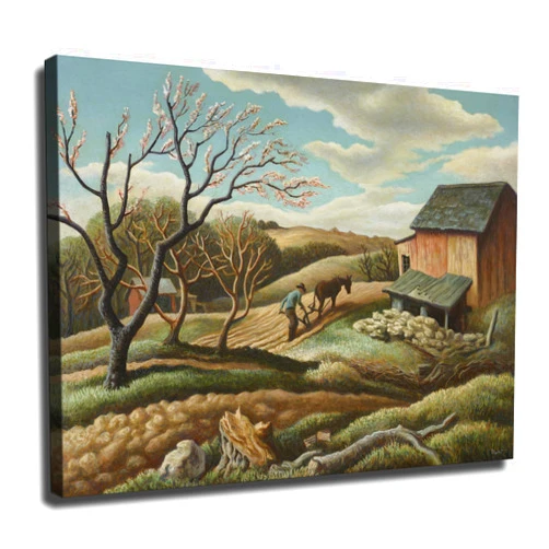 NGANOH The Farming of Thomas Hart Benton Poster Canvas Print Painting Picture Wall Art Bedroom Living Room Decor (frame,24x32 inch)
