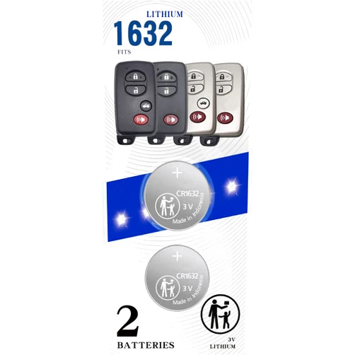 Uuam 2Pack CR1632 1632 Remote Key Fob Battery Replacement for Toyota 2007-2018 tC 4-Runner Avalon Camry Corolla Highlander Land Cruiser Prius Rav4 Venza -HYQ14ACX HYQ14AAB HYQ14AEM