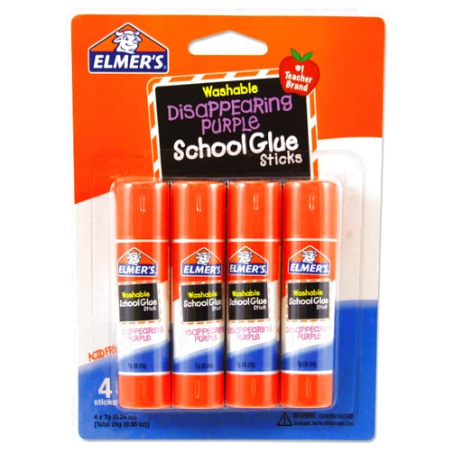 Elmer's E543 Washable School Glue Sticks, Disappearing Purple, 4/Pack